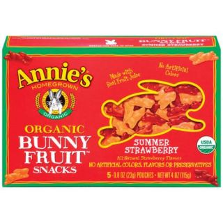 Annie's Homegrown Organic Bunny Summer Strawberry Fruit Snacks, 5ct
