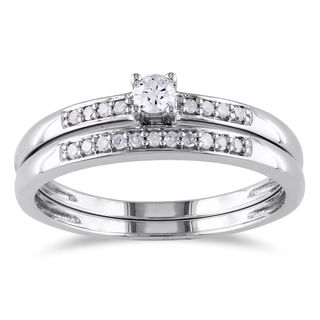 Miadora Sterling Silver 1/5ct TDW Diamond Bridal Ring Set (H I, I2 I3)