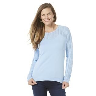 Basic Editions Womens Pointelle Sweater   Clothing, Shoes & Jewelry