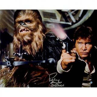 Peter Mayhew Signed "Chewbacca" with Han Solo Defending the Millenium Falcon St   8096355