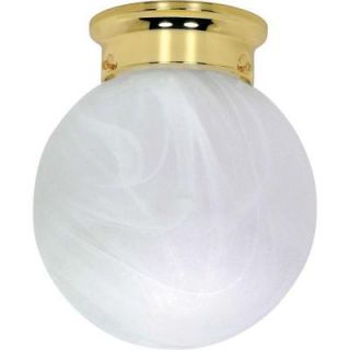 Glomar 1 Light   8 in. Ceiling Mount Alabaster Ball Polished Brass HD 256