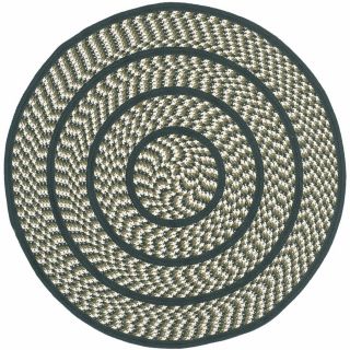 Safavieh Braided Ivory and Dark Green Round Indoor Braided Area Rug (Common: 4 x 4; Actual: 48 in W x 48 in L x 0.33 ft Dia)