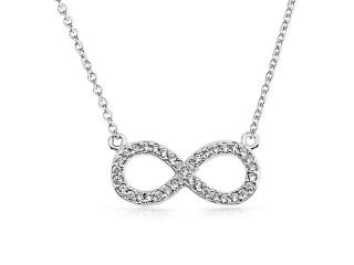 Bling Jewelry Pave CZ Figure Eight Infinity Pendant 925 Sterling Silver Necklace 16in