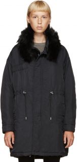 McQ Alexander Mcqueen: Navy Fur Trimmed Parka