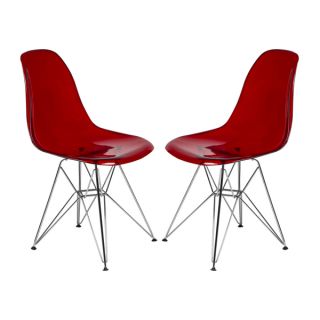 Somette Cresco Molded Eiffel Side Chair in Transparent Red (Set of 2)