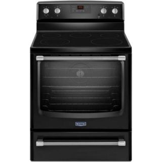 Maytag AquaLift 6.2 cu. ft. Electric Range with Self Cleaning Convection Oven in Black with Stainless Steel Handle MER8700DE