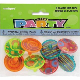 Plastic Spin Tops, 8 Count