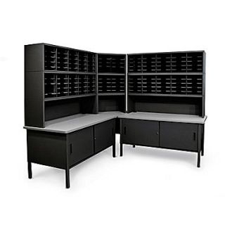Marvel Mailroom 70    78 x 90 x 30 120 Slot Corner Literature Organizer W/Cabinet, Black