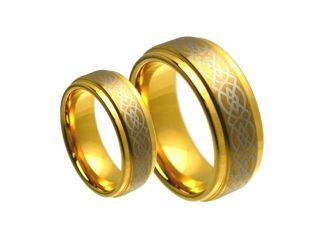 His & Hers 8MM/6MM Gold Tungsten Carbide Wedding Band Ring Set w/Laser Etched Celtic Design (Available Sizes 6 12 Including Half Sizes)Please e mail sizes