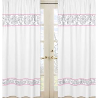 Pink and Gray Elizabeth Cotton Rod Pocket Curtain Panels by Sweet Jojo