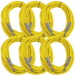 Seismic Audio New 6 PACK Yellow 1/4" TS 25' Patch Cables   Guitar   Instrument Yellow   SASTSX 25Yellow 6PK