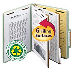 Smead Pressboard Classification Folders 2 Dividers Letter Size 100percent Recycled GrayGreen Box Of 10