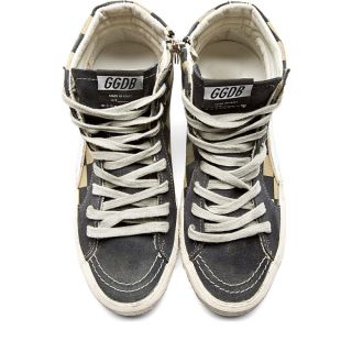 Golden Goose Khaki & Charcoal Check Slide Sneakers