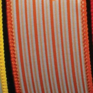 Ribs of Orange and White Thin Striped Wired Craft Ribbon 1.5" x 40 Yards
