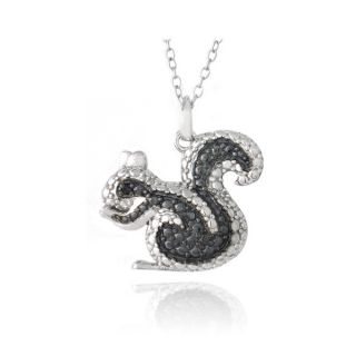 DB Designs Sterling Silver Black Diamond accent Squirrel Necklace