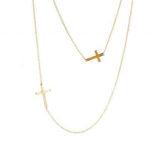 Stainless Steel Rose or Yellow Layered Cross Necklace —