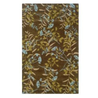Linon Home Decor Trio Collection Chocolate and Spa Blue 8 ft. x 10 ft. Indoor Area Rug RUG TAPA4981