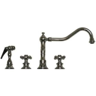 Whitehaus Collection Vintage III 2 Handle Widespread Side Sprayer Kitchen Faucet in Polished Chrome WHKCR3 4400 POCH