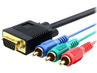 Insten 252621 3 ft. 2 x Premium VGA to 3 RCA Component Cable 15 pin M/M M M