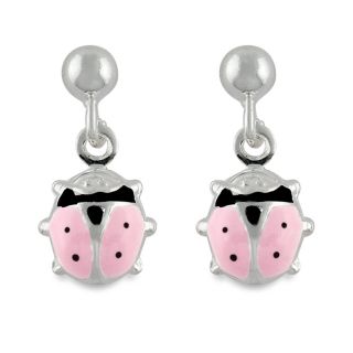 Journee Collection Sterling Silver Childs Pink Ladybug Dangling