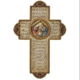 10.25" Nativity Wall Cross with Religious Jesus Names