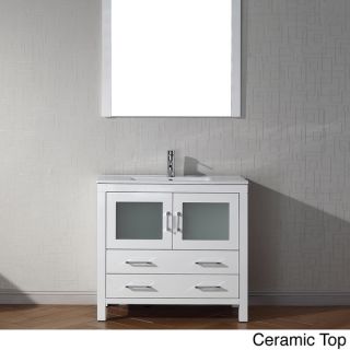 Virtu USA 36 inch Ava Single Sink White Vanity with Mirror