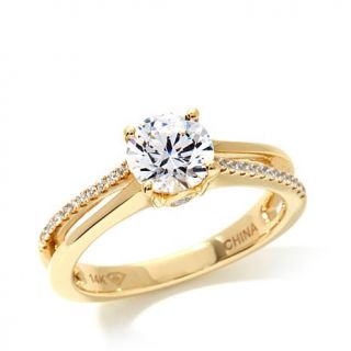 1.40ct Absolute™ Solitaire and Pavé Set 14K Gold Split Shank Ring   7817931