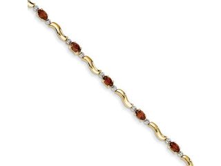 14k Yellow Gold Completed Fancy Diamond and Garnet Bracelet (Color H I, Clarity SI2 I1)
