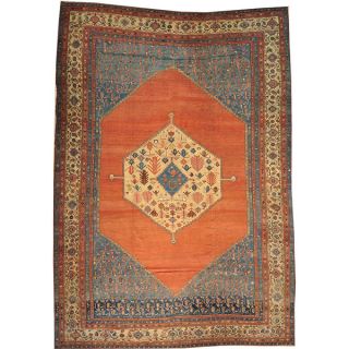 Hand knotted Antique Persian Bakshaish Open Field Wool Area Rug (1310