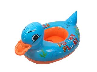 24.8" Outside Dia Duck Shaped Inflatable Swimming Boat Orange Blue