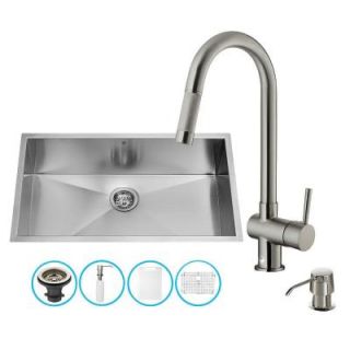 Vigo All in One Undermount Stainless Steel 32 in. 0 Hole Single Bowl Kitchen Sink in Stainless Steel VG15150