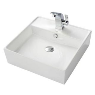 KRAUS Vessel Sink in White with Illusio Vessel Sink Faucet in Chrome C KCV 150 14701CH