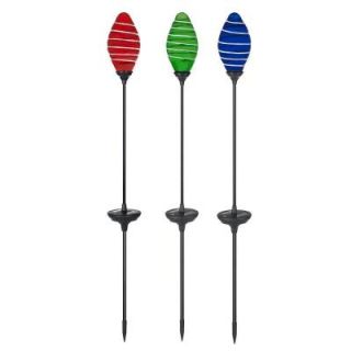 Yards & Beyond Solar Powered LED Red/Green/Blue Glass Tower Garden Stake Set (3 Pack) GPO010a R2 BB/CC/DD 3