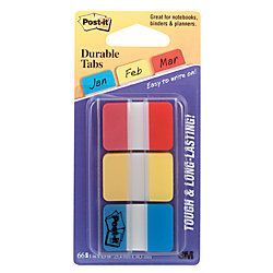 Post it Durable Tabs 1 x 1 12  BlueRedYellow 22 Flags Per Pad Pack Of 3 Pads