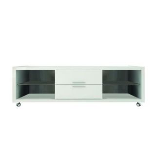 Manhattan Comfort Belvedere 1.0 4 Shelf, 2 Drawer TV Stand in White Gloss/High Gloss 15284