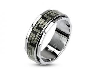 316L Stainless Steel Black IP Maze Link Spinner Ring,Ring Size   11
