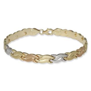 10k Tri color Gold 7 inch Satin Wave Stampato Bracelet   17435004