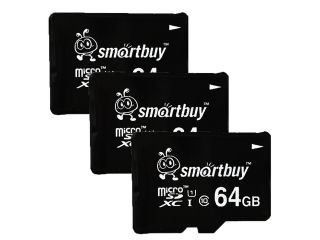 Smartbuy Micro SDXC Class 10 TF Flash Memory Card SD XC C10 Ultra U1 UHS I HD Fast Speed for Camera Mobile Phone Tab GPS MP3 TV (64GB   3 Packs)