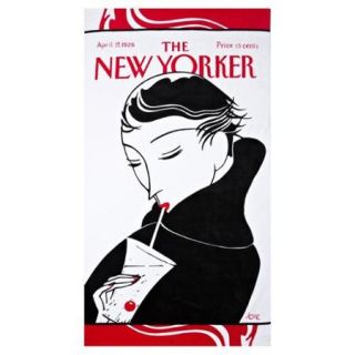Girl With Goblet New Yorker Beach Towel