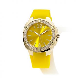 Real Collectibles by Adrienne® Baguette Bezel Goldtone Colored Silicone Str   7497395