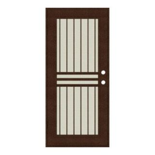 Unique Home Designs 36 in. x 80 in. Plain Bar Copperclad Left Hand Surface Mount Aluminum Security Door with Beige Perforated Screen 1S1001EL2CCP2A