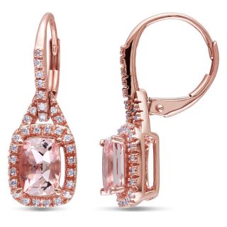 Anika and August 14k Rose Gold Morganite 1/5ct TDW Diamond Earrings (G