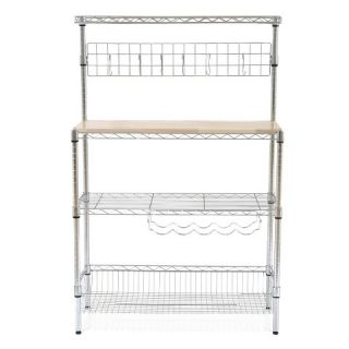 RE Chrome Bakers Rack with Wood Block Top