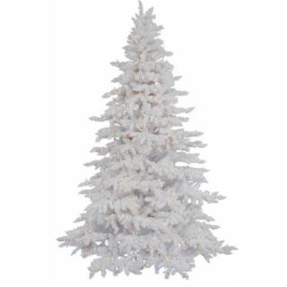 Vickerman Pre Lit 4.5' Flocked White Spruce Artificial Christmas Tree, Dura Lit, Clear Lights