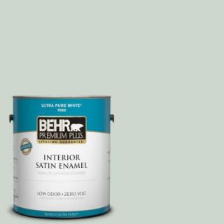BEHR Premium Plus 1 gal. #450E 2 April Mist Zero VOC Satin Enamel Interior Paint 705001