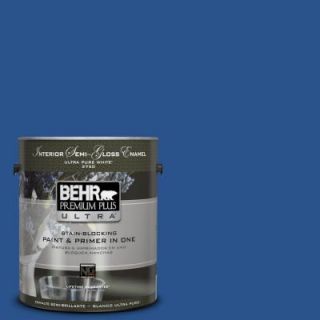 BEHR Premium Plus Ultra 1 gal. #P520 7 Flashy Sapphire Semi Gloss Enamel Interior Paint 375301