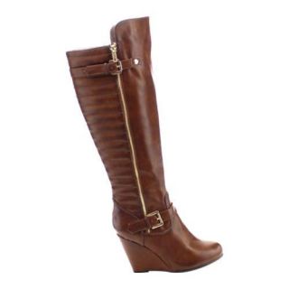 Womens Beston Bella 04 Knee High Boot Cognac Faux Leather   17741665