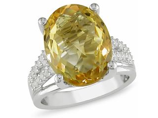 Silver 9 1/2ct Citrine and White Sapphire Ring