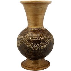 Hand Painted and Embossed Decorative Terracotta Vase (India