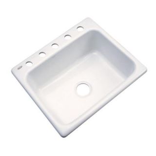 Thermocast Inverness Drop In Acrylic 25 in. 5 Hole Single Bowl Kitchen Sink in Biscuit 22503